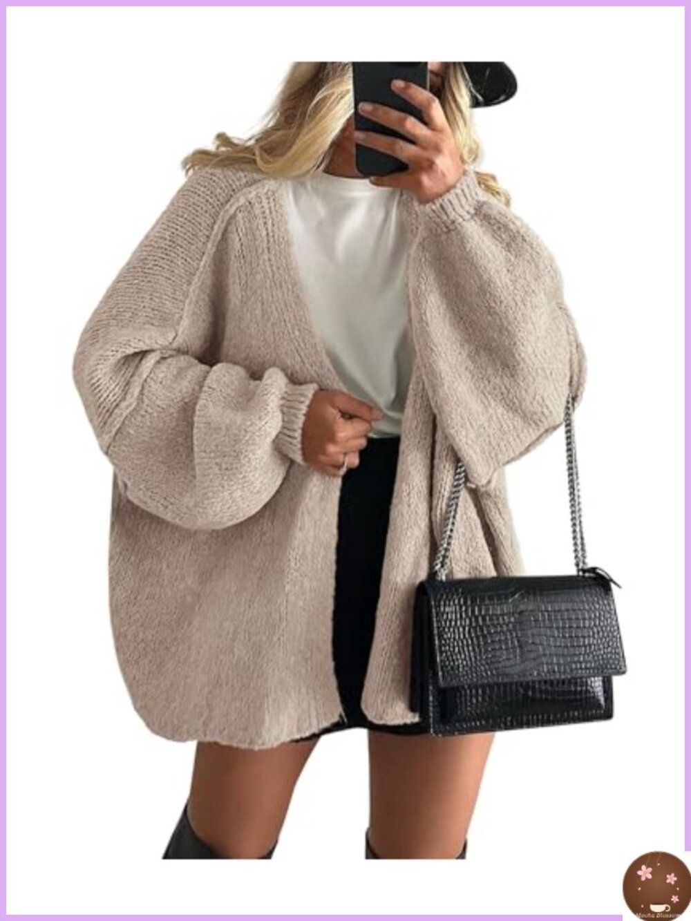 Oversized Open Front Knit Cardigan Sweater Women Long Sleeve Chunky
